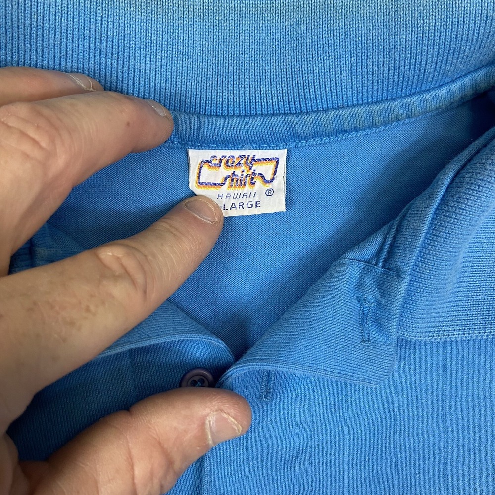 Vintage Crazy Shirt Hawaii Pebble Beach Polo Shirt Mens XL Blue Cotton USA - Picture 4 of 8